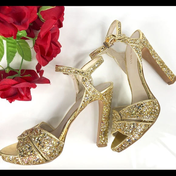 Nine West Shoes - Nine West Gold Glitter High Heeled Sandals 6.5 M